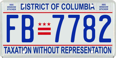 DC license plate FB7782