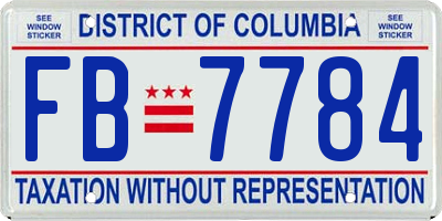 DC license plate FB7784