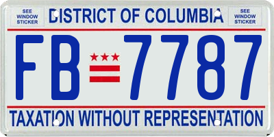 DC license plate FB7787