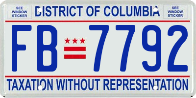 DC license plate FB7792