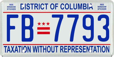 DC license plate FB7793