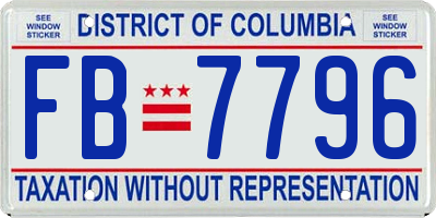 DC license plate FB7796