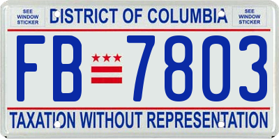 DC license plate FB7803