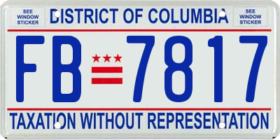 DC license plate FB7817