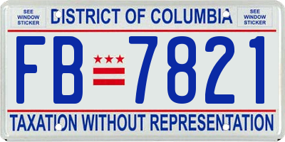 DC license plate FB7821