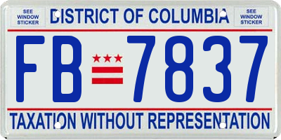 DC license plate FB7837