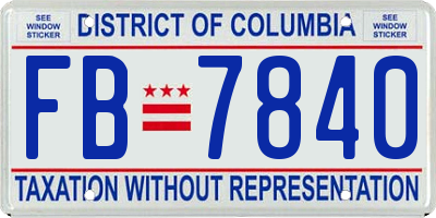 DC license plate FB7840