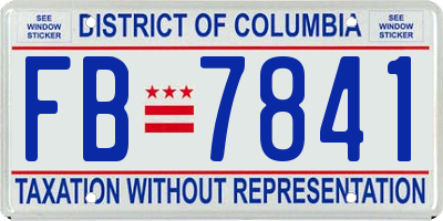 DC license plate FB7841