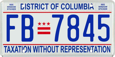 DC license plate FB7845