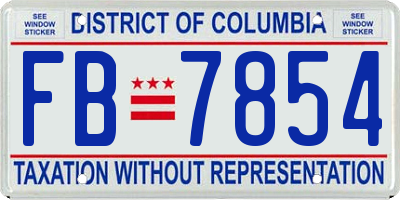 DC license plate FB7854