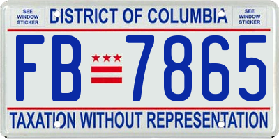 DC license plate FB7865