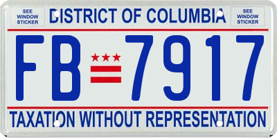 DC license plate FB7917