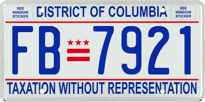 DC license plate FB7921