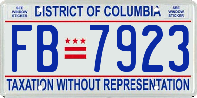 DC license plate FB7923