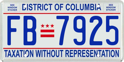 DC license plate FB7925