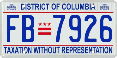 DC license plate FB7926