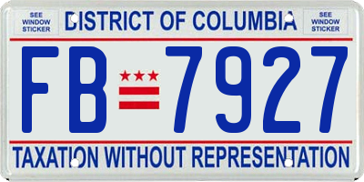 DC license plate FB7927