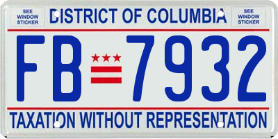 DC license plate FB7932