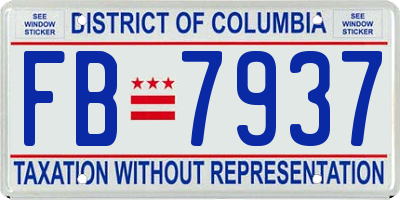 DC license plate FB7937