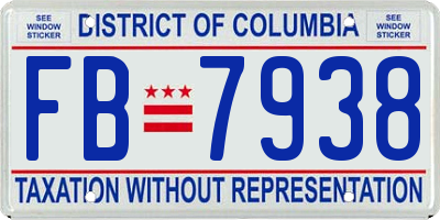 DC license plate FB7938