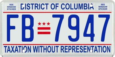 DC license plate FB7947