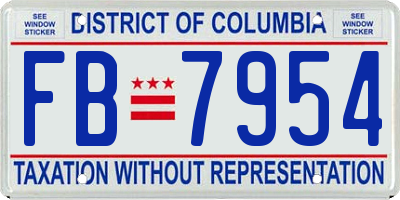 DC license plate FB7954