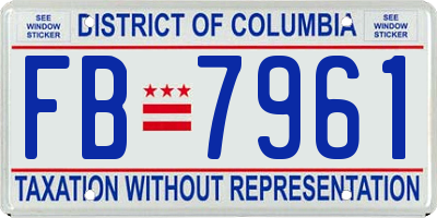 DC license plate FB7961