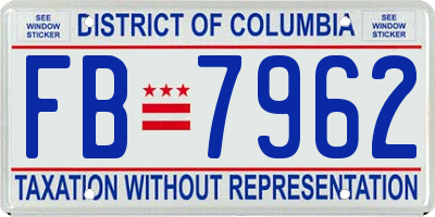 DC license plate FB7962