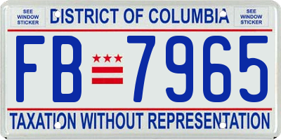 DC license plate FB7965