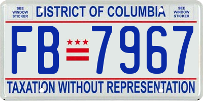 DC license plate FB7967