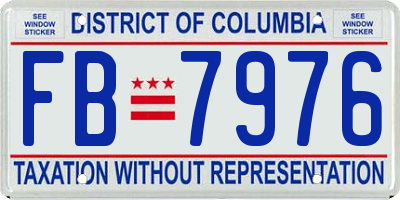 DC license plate FB7976