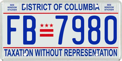 DC license plate FB7980