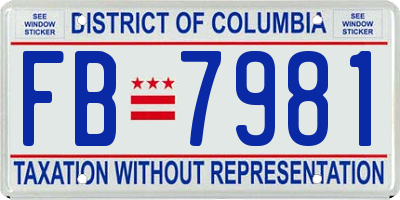 DC license plate FB7981