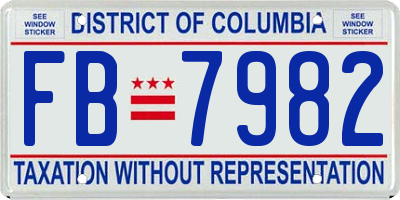 DC license plate FB7982