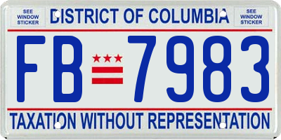 DC license plate FB7983