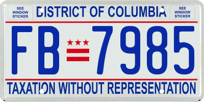 DC license plate FB7985