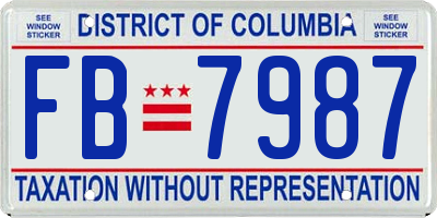 DC license plate FB7987