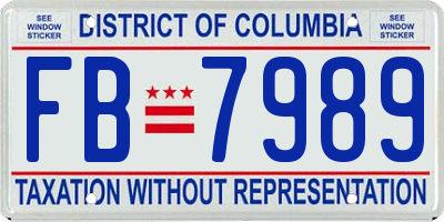 DC license plate FB7989