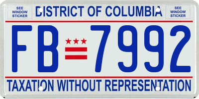 DC license plate FB7992