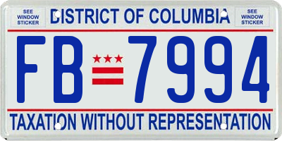 DC license plate FB7994