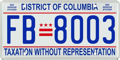 DC license plate FB8003