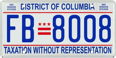 DC license plate FB8008