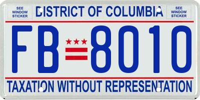 DC license plate FB8010