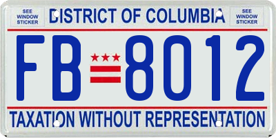 DC license plate FB8012