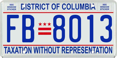 DC license plate FB8013