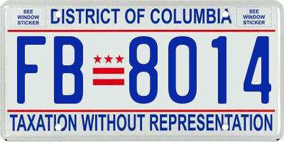 DC license plate FB8014