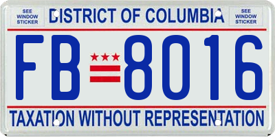 DC license plate FB8016