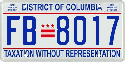 DC license plate FB8017