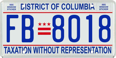 DC license plate FB8018