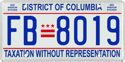 DC license plate FB8019